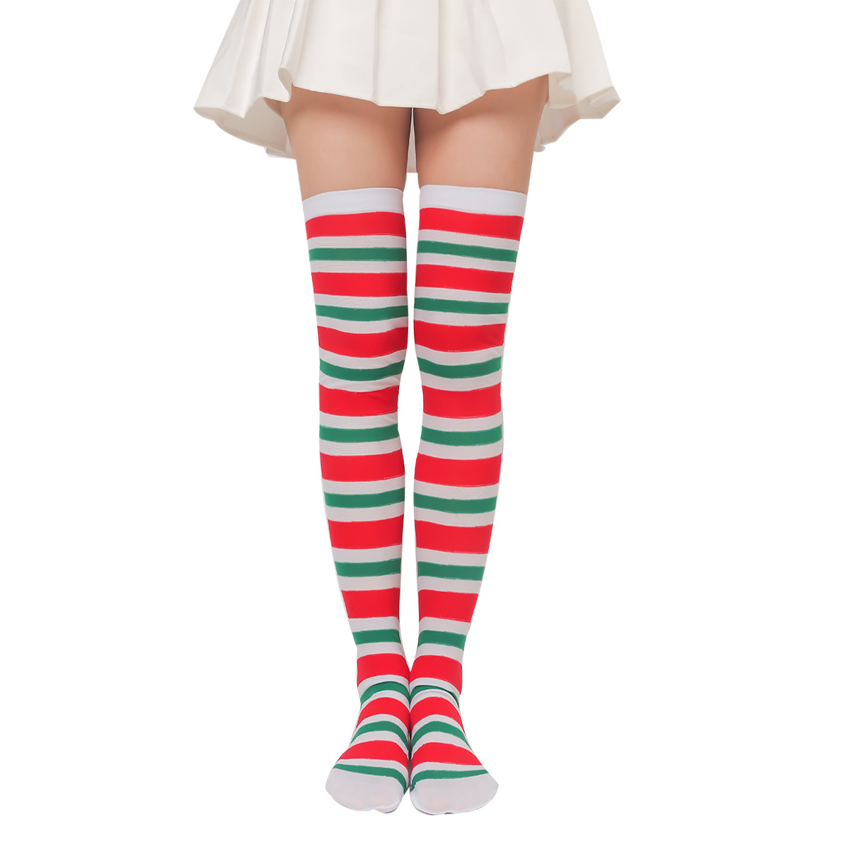 Irish Saint Thigh High Stockings Shamrock Striped Over Knee Sock